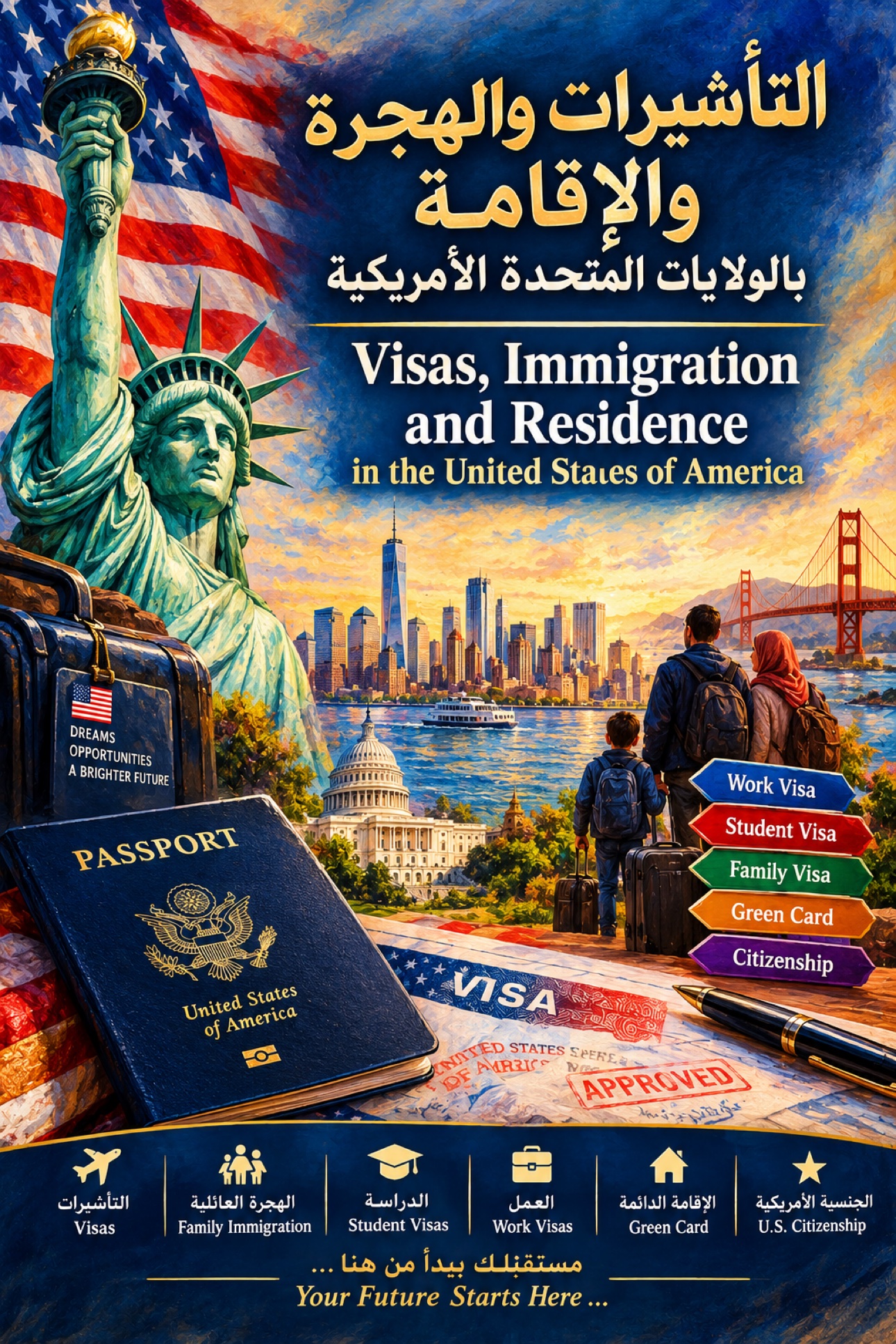Immigrating to America — The Complete Guide — الهجرة إلى أمريكا cover