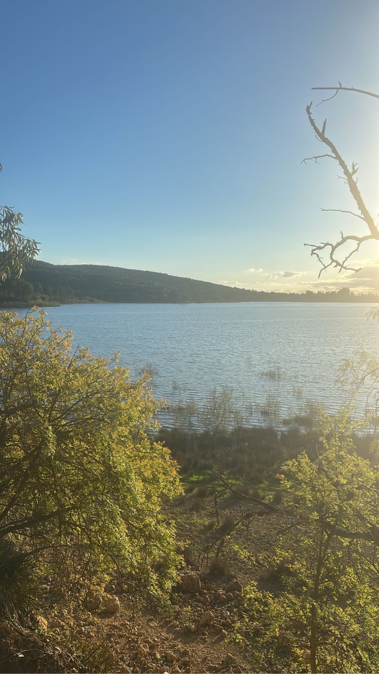 Lake view with green hills